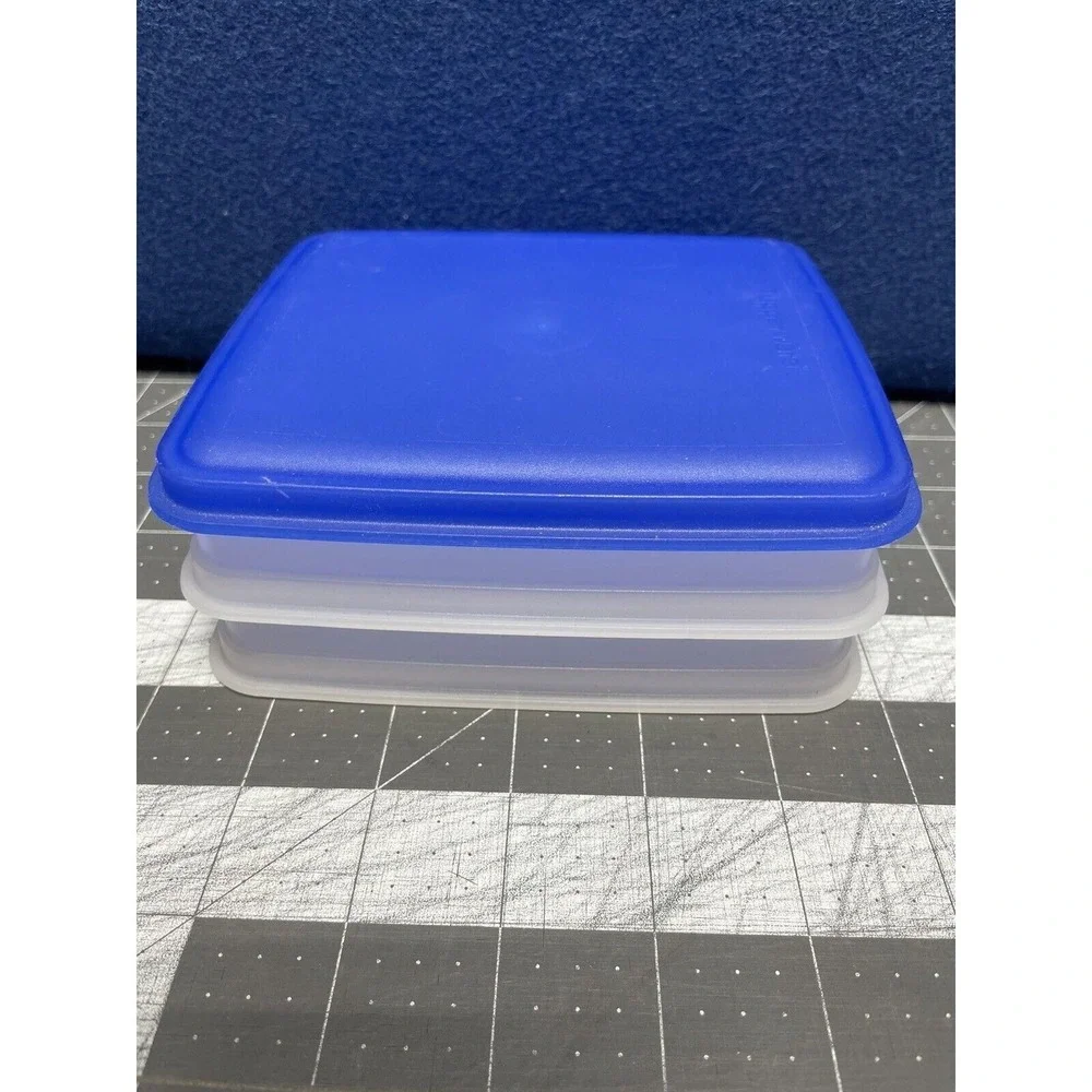Tupperware Hot Dog Keeper Container Stacking Blue